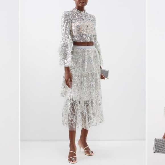 Self-Portrait Champagne Sequinned Top - Picture 4 of 9